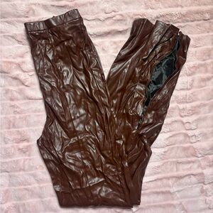 Brown leather leggings